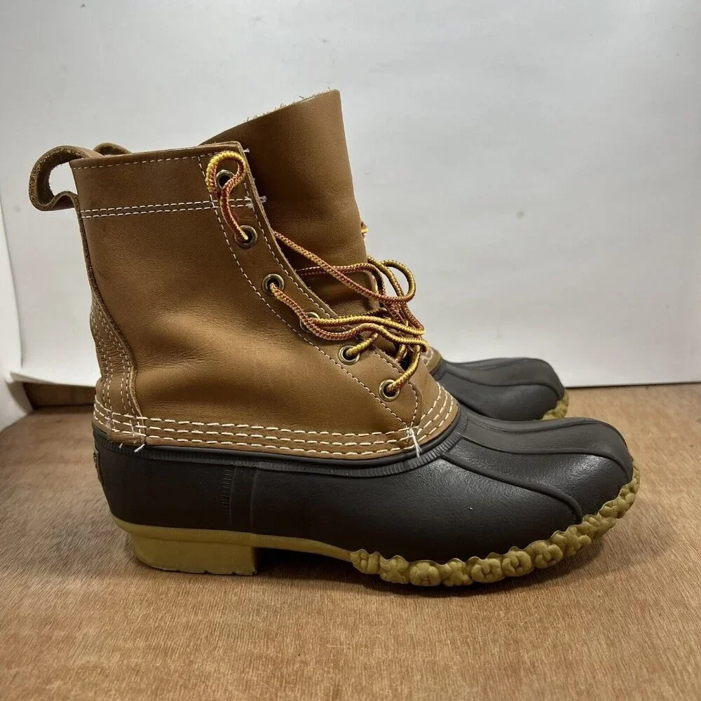 LL Bean Duck Boots Women Size 7 Rubber Moc Gum Shoes Low Top Brown Leather